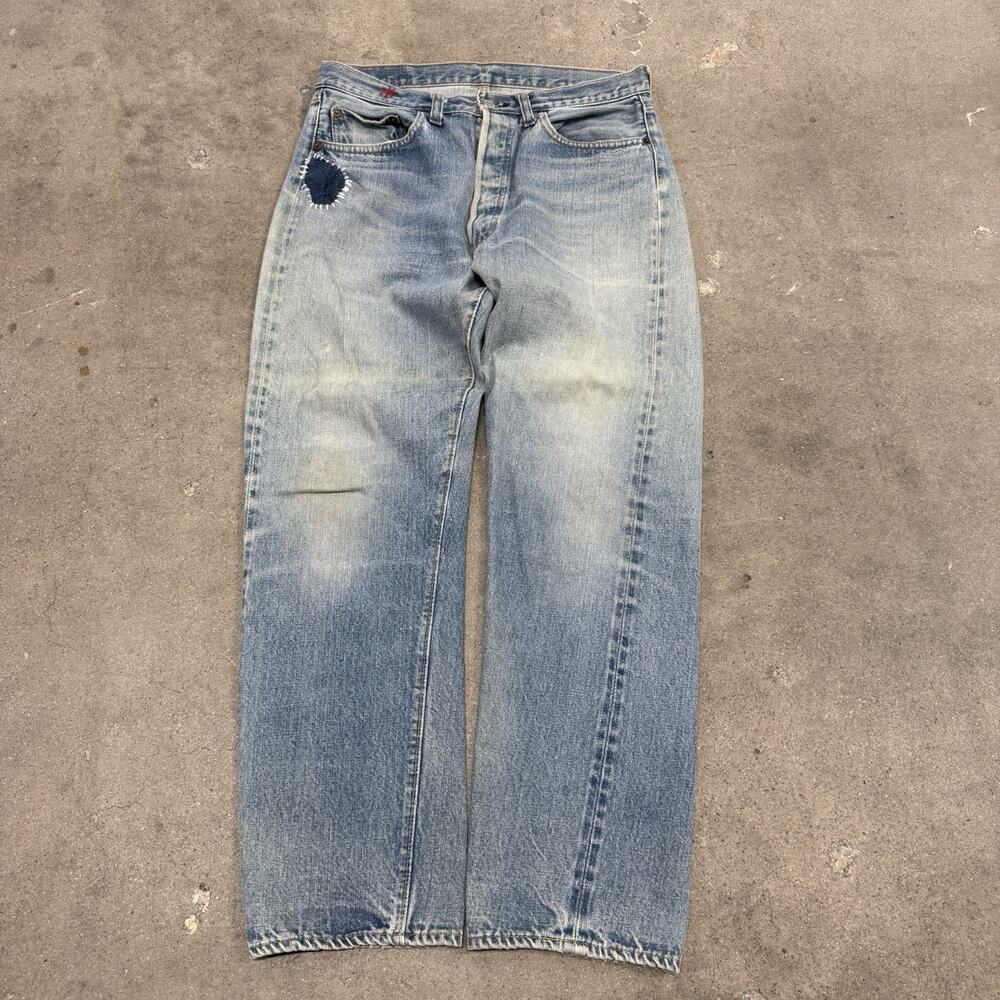 VINTAGE 70s LEVIS 501 REDLINE SELVEDGE FADED JEANS TAG 34x33 31.5x28.25 ACTUAL
